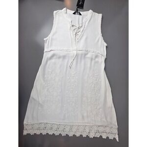 Young Threads Sleeveless Dress Sz L NWT Lace Embroidery Pockets